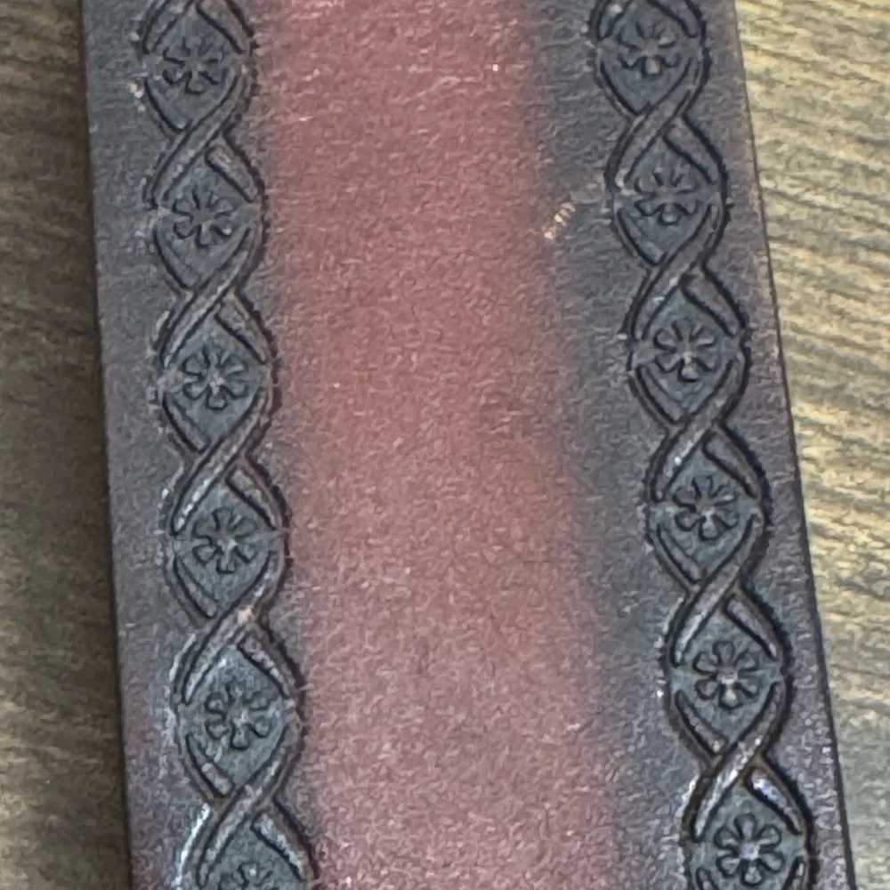 Western Style -Hand Stained Steerhide Leather - Brown Men's Belt - Size 34/36 - Picture 11 of 12